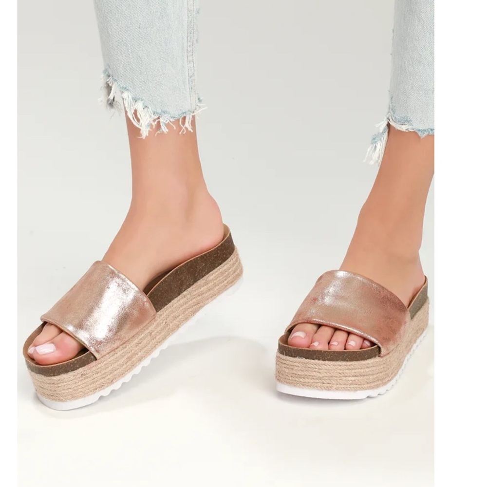 Dirty Laundry Gold Platform Slide Sandals